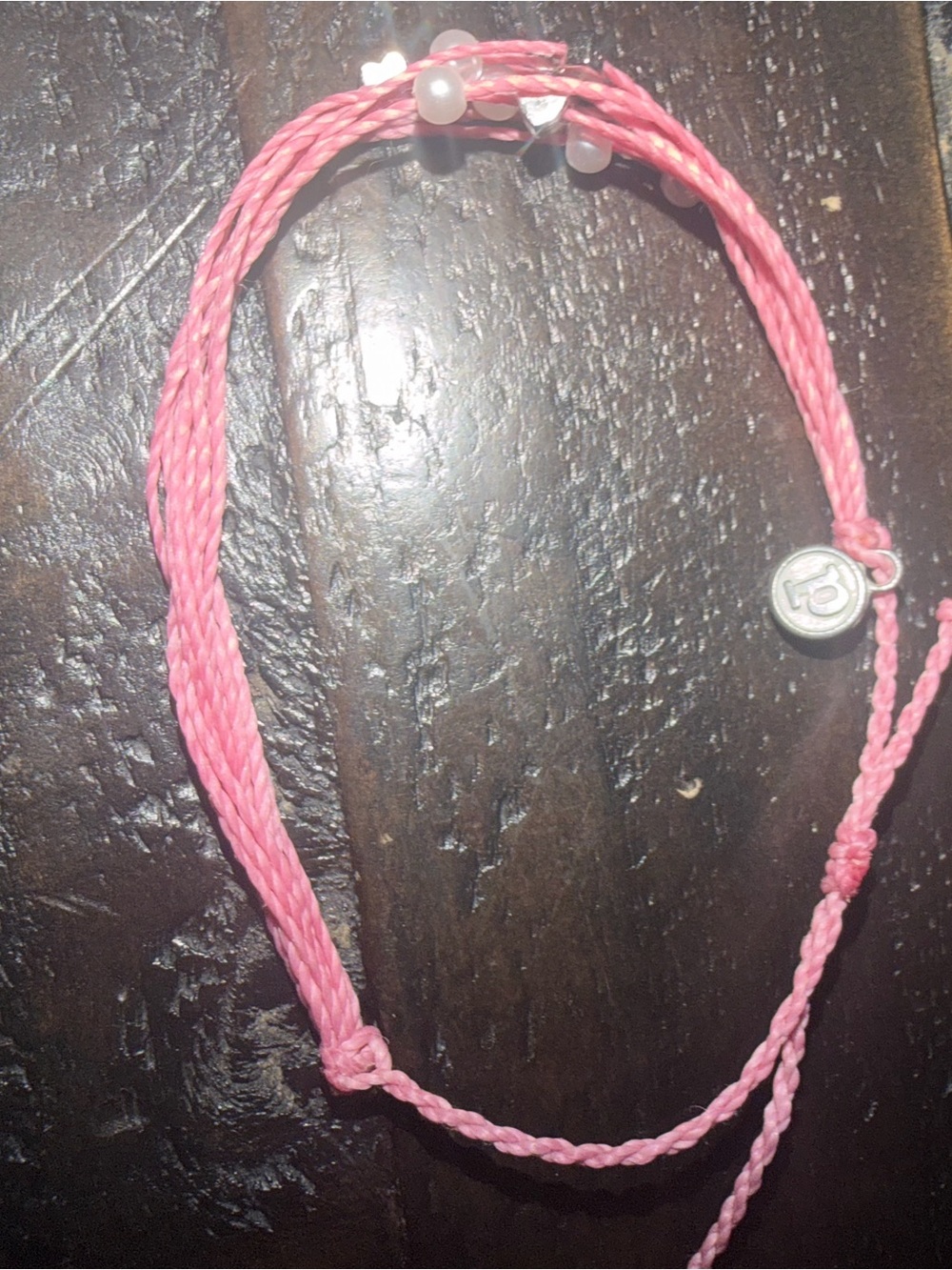 Pura Vida Pink Braided Cord Bracelet with Silver Logo Charm